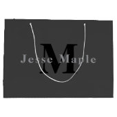 Grand Sac Cadeau Nom et monogramme | Dark Gray (Dos)