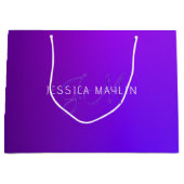 Grand Sac Cadeau Nom et monogramme modernes de dégradé pourpre (Devant)