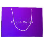 Grand Sac Cadeau Nom et monogramme modernes de dégradé pourpre (Dos)