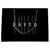 Grand Sac Cadeau Nom et prénom moderne qui se chevauchent (Devant)