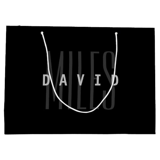 Grand Sac Cadeau Nom et prénom moderne qui se chevauchent (Dos)