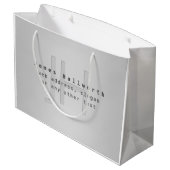 Grand Sac Cadeau Nom et slogan éditable moderne | Dégradé gris  (Dos Angle)