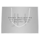 Grand Sac Cadeau Nom et Slogan modifiable moderne | Gradient gris (Devant)