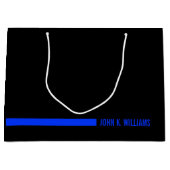 Grand Sac Cadeau Nom fait sur commande sur la police mince de Blue (Devant)