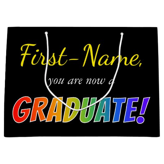 Grand Sac Cadeau Nom fait sur commande + "vous êtes maintenant un (Devant)