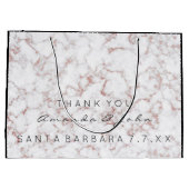 Grand Sac Cadeau Nom Mariage Favor Merci Marbre Blanc Rose Ros (Dos)