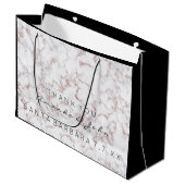 Grand Sac Cadeau Nom Mariage Favor Merci Marbre Blanc Rose Ros (Devant Angle)