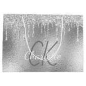 Grand Sac Cadeau Nom monogramme argent moderne élégant (Dos)