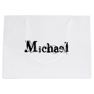 Grand Sac Cadeau Nom monogramme moderne minimaliste noir gris