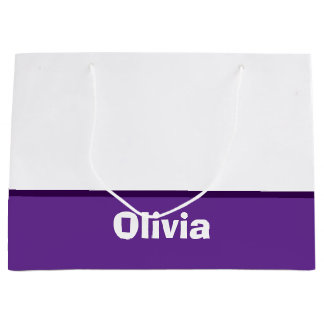 Grand Sac Cadeau Nom ou monogramme minimaliste de la bande moderne