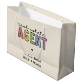 Grand Sac Cadeau Nom personnalisé Agent immobilier | Cadeaux immobi (Devant Angle)