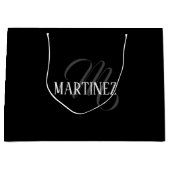 Grand Sac Cadeau Nom Personnalisé Black Elegant | Nom (Devant)