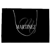 Grand Sac Cadeau Nom Personnalisé Black Elegant | Nom (Dos)