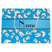 Grand Sac Cadeau Nom personnalisé ciel bleu karaté motif (Devant)