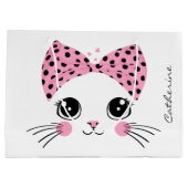 Grand Sac Cadeau Nom personnalisé Cute face de chat (Dos)