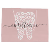 Grand Sac Cadeau Nom personnalisé Dental Empreinte de léopard Tooth (Dos)