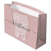 Grand Sac Cadeau Nom personnalisé Dental Empreinte de léopard Tooth (Dos Angle)