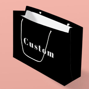 Grand Sac Cadeau Nom personnalisé élégant ou autre texte   Noir & B