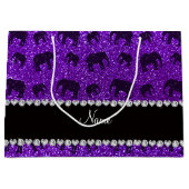Grand Sac Cadeau Nom personnalisé indigo parties scintillant violet (Devant)