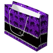 Grand Sac Cadeau Nom personnalisé indigo parties scintillant violet (Devant Angle)