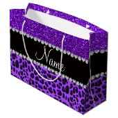 Grand Sac Cadeau Nom personnalisé leopard violet indigo violet part (Dos Angle)