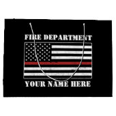 Grand Sac Cadeau Nom personnalisé Mince Ligne rouge Drapeau Fière P (Dos)