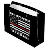 Grand Sac Cadeau Nom personnalisé Mince Ligne rouge Drapeau Fière P (Dos Angle)