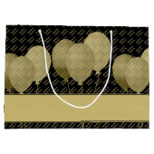 Grand Sac Cadeau Nom personnalisé Motif - Ballons or/noir (Dos)