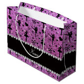 Grand Sac Cadeau Nom personnalisé pastel violet parties scintillant (Dos Angle)