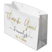 Grand Sac Cadeau Nom Personnalisé Simple Merci Noir Et Or (Dos Angle)