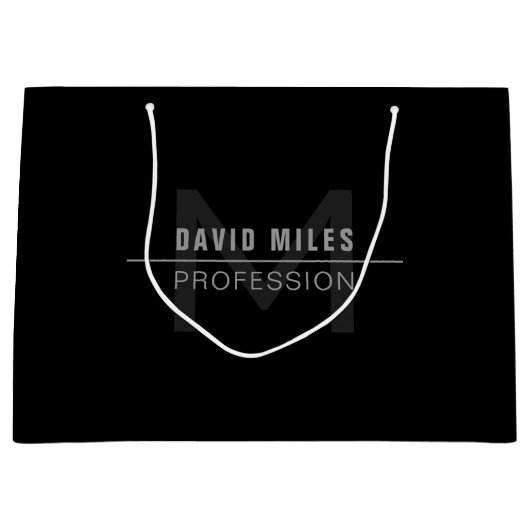 Grand Sac Cadeau Nom professionnel moderne Dark Grey (Devant)