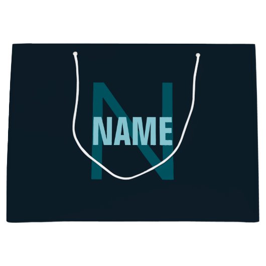 Grand Sac Cadeau Nom simple en gras personnalisable en monogramme (Devant)
