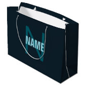 Grand Sac Cadeau Nom simple en gras personnalisable en monogramme (Dos Angle)