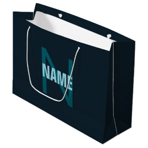 Grand Sac Cadeau Nom simple en gras personnalisable en monogramme