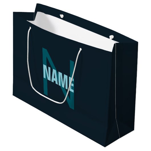 Grand Sac Cadeau Nom simple en gras personnalisable en monogramme (Devant Angle)