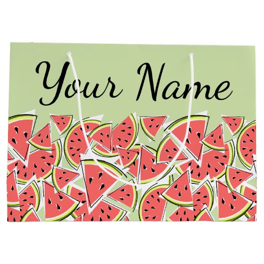 Grand Sac Cadeau Nom vert pastèque (Dos)