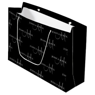 Grand Sac Cadeau Noms de couples élégants & monogramme