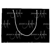 Grand Sac Cadeau Noms de couples élégants & monogramme (Dos)