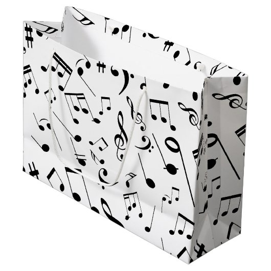 Grand Sac Cadeau Notes musicales 3 (Devant Angle)
