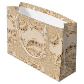 Grand Sac Cadeau Notes musicales Antiquité rustique (Dos Angle)