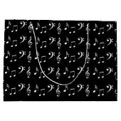Grand Sac Cadeau Notes musicales en noir et blanc Musicien (Dos)