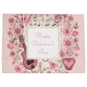 Grand Sac Cadeau Notes musicales et fleurs Élégante Saint-Valentin (Dos)