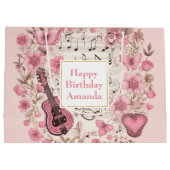 Grand Sac Cadeau Notes musicales et fleurs Style rétro Anniversaire (Dos)