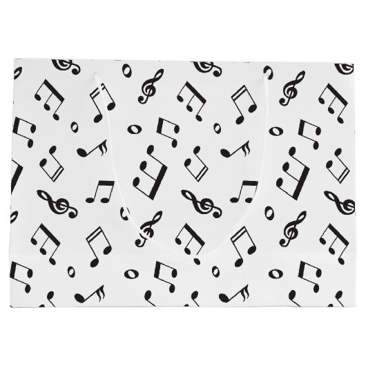 Grand Sac Cadeau Notes musicales noires et blanches (Dos)