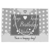 Grand Sac Cadeau Nous aimons nos photos Tante embrasser gris annive (Dos)