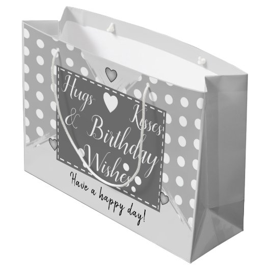 Grand Sac Cadeau Nous aimons nos photos Tante embrasser gris annive (Dos Angle)