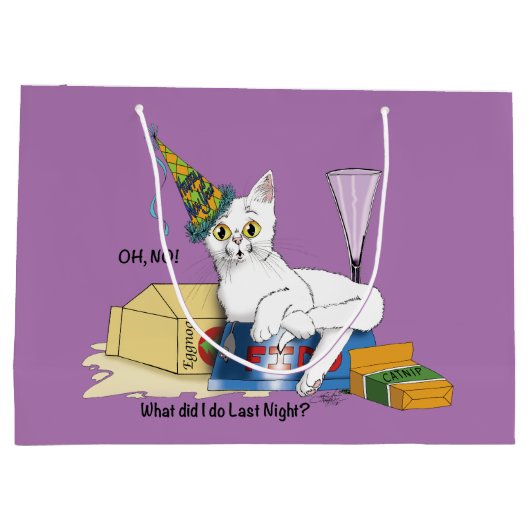 Grand Sac Cadeau Nouvel An Eve Chat Drôle (Dos)