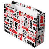 Grand Sac Cadeau Nuage rouge et noir de mot de Merci (Dos Angle)