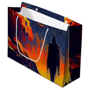 Grand Sac Cadeau Nuit Abstraite d'Halloween moderne