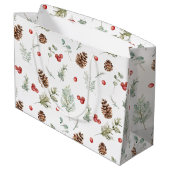 Grand Sac Cadeau Nuit d'hiver simple Berry Pine (Dos Angle)